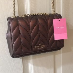 Kate Spade small pewter and gold cross body purse